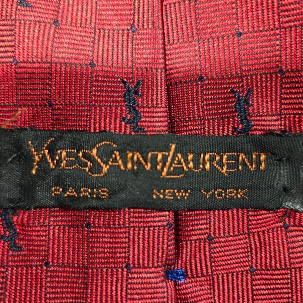 🐢 Vintage YSL Yves Saint Laurent Men's tie. Red - Picture 5 of 5